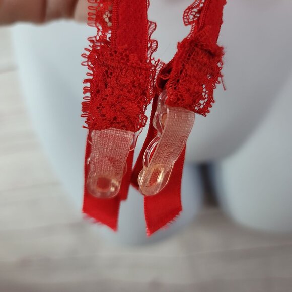 Victoria's Secret Corset Bustier Red Size 36 Garter Boned Underwire ILGWU VTG - Picture 4 of 14